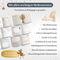EULENTALER Scandi album za bebe za prvu godinu - S platnenim koricama i zlatnim utiskivanjem - Spomenar za bebe 5