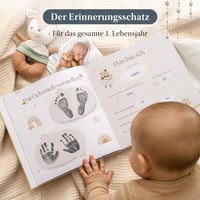 EULENTALER Scandi album za bebe za prvu godinu - S platnenim koricama i zlatnim utiskivanjem - Spomenar za bebe 3