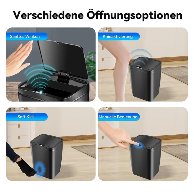 EUNEWR Automatikus Szemetes 12L Infravörös Mozgásérzékelős Fekete