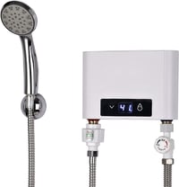 EUNEWR elektromos átfolyós vízmelegítő zuhanyszett, 220V, 3500W, 30-52°C - fehér 1