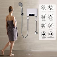 EUNEWR elektromos átfolyós vízmelegítő zuhanyszett, 220V, 3500W, 30-52°C - fehér 3