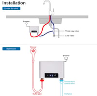 EUNEWR elektromos átfolyós vízmelegítő zuhanyszett, 220V, 3500W, 30-52°C - fehér 7