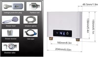 EUNEWR elektromos átfolyós vízmelegítő zuhanyszett, 220V, 3500W, 30-52°C - fehér 4