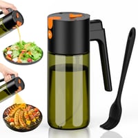 Euqvunn 2 v 1 olejový rozprašovač 500 ml, sklenený dávkovač oleja a sprejová fľaša so štetcom na olivový olej, teplovzdušnú fritézu a gril, čierny 1