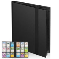 Album pentru cărți de colecție Euqvunn, 24 de pagini, 432 de buzunare, album de colectare cu sloturi pe ambele fețe pentru carduri Pokémon, MTG și carduri sportive, negru 1