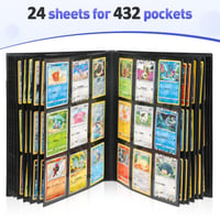 Album pentru cărți de colecție Euqvunn, 24 de pagini, 432 de buzunare, album de colectare cu sloturi pe ambele fețe pentru carduri Pokémon, MTG și carduri sportive, negru 3