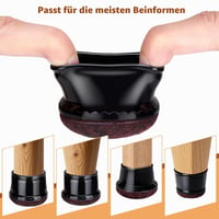 Euqvunn Capace Rotunde pentru Picioare de Scaun, set de 18 bucăți, Protecții TPE cu Pâslă pentru Picioare de Scaun, Protecție Anti-zgârieturi pentru Mobilier pe Podele din Lemn, Negru, 15-25 mm 4