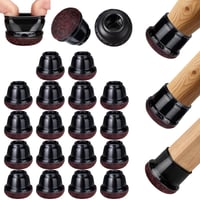 Euqvunn Capace Rotunde pentru Picioare de Scaun, set de 18 bucăți, Protecții TPE cu Pâslă pentru Picioare de Scaun, Protecție Anti-zgârieturi pentru Mobilier pe Podele din Lemn, Negru, 15-25 mm 1