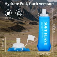 Set 2 bidoane pliabile Euqvunn, fără BPA, sticle flexibile reutilizabile 500 ml, cu capac etanș, pentru alergare, drumeții, camping 4