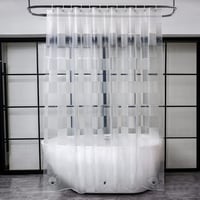 EurCross Átlátszó Zuhanyfüggöny 180x200cm 3D Mintával, Vízálló EVA Fürdőszobai Függöny Mágnesekkel - H200 x B180 cm (1er Pack), Geometric 1