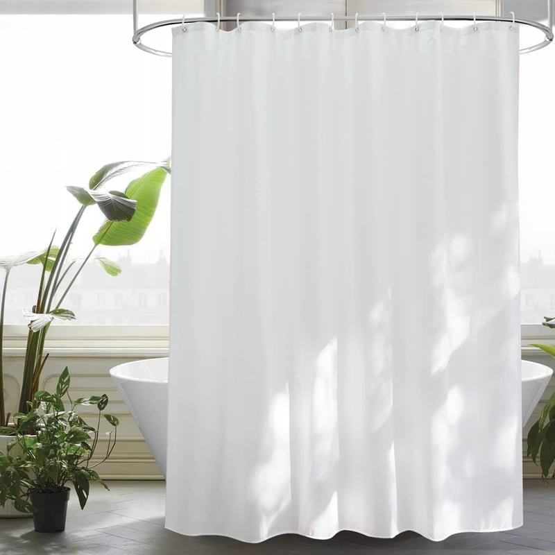 EurCross fehér zuhanyfüggöny 200x180 cm vízálló, penészálló, mosható fürdőszobai függöny 14 gyűrűvel