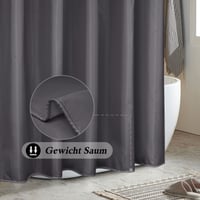 EurCross tmavosivý sprchový záves 180x160 cm, vodoodolný textil, prateľný, rýchloschnúci, odolný voči plesniam, s 12 krúžkami 3