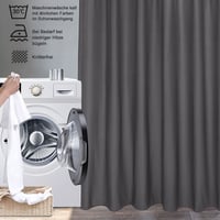 EurCross tmavosivý sprchový záves 180x160 cm, vodoodolný textil, prateľný, rýchloschnúci, odolný voči plesniam, s 12 krúžkami 6