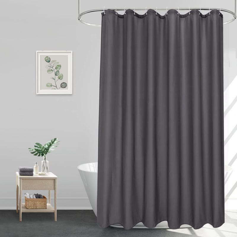 EurCross sprchový záves 200x240 cm, vodoodolný a prateľný, tmavosivý textilný polyester, odolný voči plesniam, rýchloschnúci, so 14 krúžkami, extra dlhý kúpeľňový záves