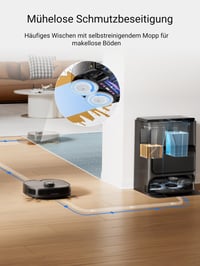 Robotický vysávač EUREKA J12 Ultra s funkciou mopovania, automatickou stanicou (vyprázdňovanie, umývanie, sušenie), sacím výkonom 5000 Pa, rotujúcim mopom, duálnou LiDAR navigáciou a 3D rozpoznávaním prekážok 3