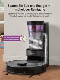 Aspirator Robot EUREKA NERE10s cu Funcție de Mop și Stație de Golire Automată, 4000 Pa, Navigație LiDAR, Autonomie 180 minute, WiFi și Control prin Aplicație 2