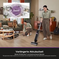 Aspirator și mop fără fir Eureka RapidWash NEW630, înclinare la 170°, uscare cu aer cald la 60°C, putere de aspirare 21600 Pa, autonomie 38 de minute, autocurățare, afișaj LED 4