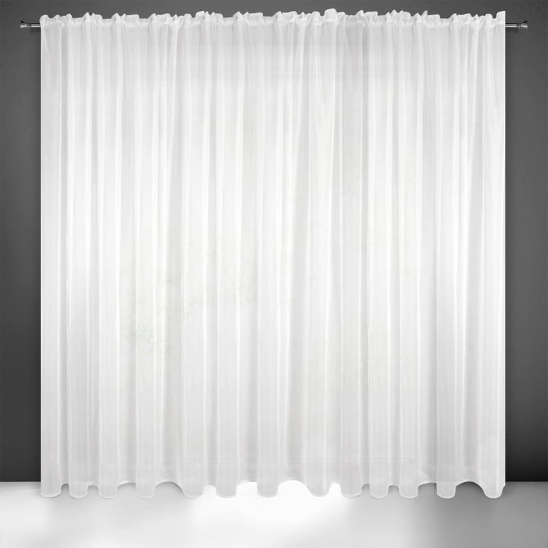 Priesvitný záves Eurofirany LUCY z voálu s riasiacou páskou, 400x250 cm, biely, 1 ks – spálňa, obývačka, kuchyňa