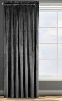 Eurofirany ROSA bársonyos függöny fodros szalaggal 140x270cm fekete - H270 x B140 cm (1er Pack), Black, Ruffle tape 1