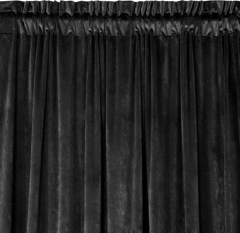 Eurofirany ROSA bársonyos függöny fodros szalaggal 140x270cm fekete - H270 x B140 cm (1er Pack), Black, Ruffle tape