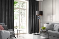 Eurofirany ROSA bársonyos függöny fodros szalaggal 140x270cm fekete - H270 x B140 cm (1er Pack), Black, Ruffle tape 5