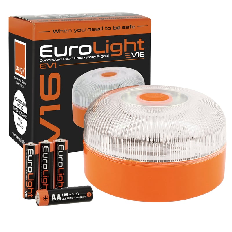 Výstražné svetlo EUROLIGHT V16 s GPS lokalizáciou, pripojením DGT 3.0, integrovanou SIM kartou a dátovým balíkom, krytím IP54, magnetickou základňou a úložným puzdrom