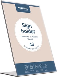 Europel L-állvány asztali plexi tartó A3 álló formátum - átlátszó - 420x297 mm 1