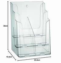 Suport pentru broșuri Europel, 6 compartimente, format 1/3 A4, acril transparent, montabil pe perete, suport pentru pliante pentru birou și restaurant, 232x320x150 mm 4