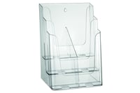 Suport pentru broșuri Europel, 6 compartimente, format 1/3 A4, acril transparent, montabil pe perete, suport pentru pliante pentru birou și restaurant, 232x320x150 mm 3