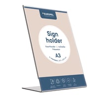Stojan na plexisklo Europel v tvare L, formát A3 na výšku – číry – 420x297 mm 1