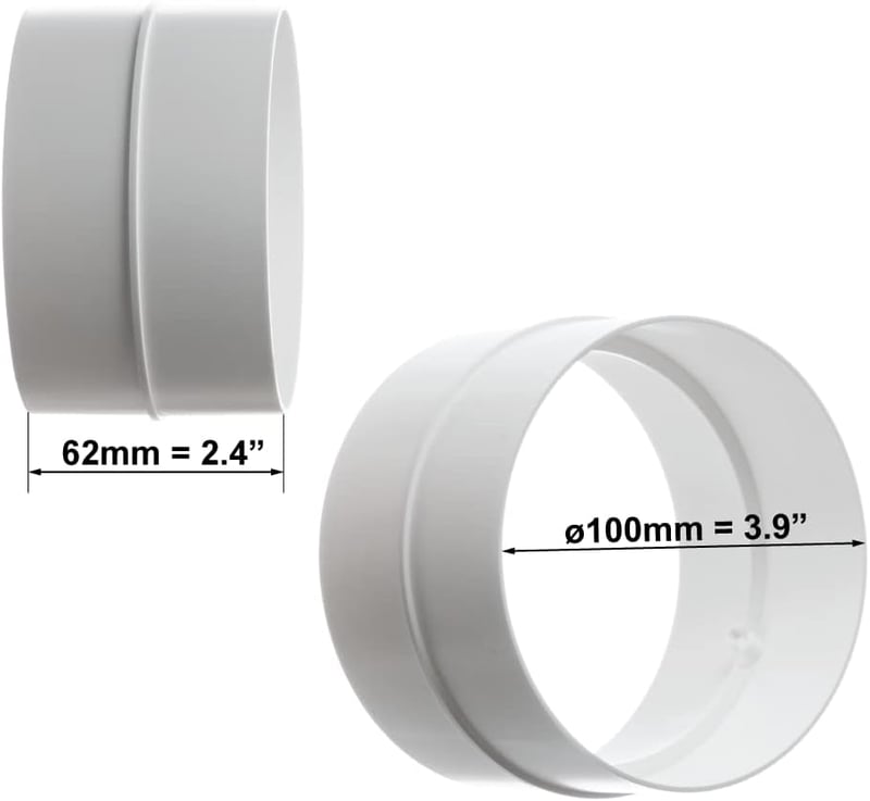 EUROPLAST 100mm ABS Kerek Szellőzőcső Légcsatorna Füstcső PVC