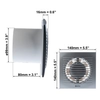 EUROPLAST kupaonski ventilator 100 mm sa senzorom vlage i tajmerom, srebrni 2