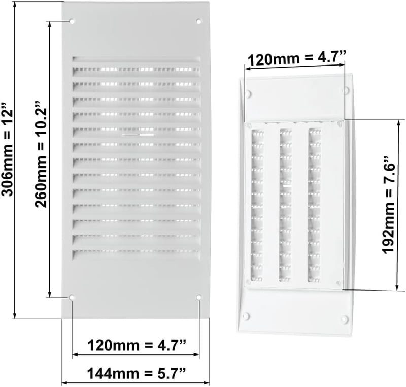 EUROPLAST 140x300mm Szellőzőrács Rovarháló Fehér ABS Végzáró Rács