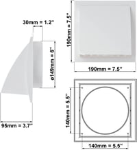 Grilă de ventilație exterioară EUROPLAST cu supapă antiretur, alb - Ø 150 mm 2