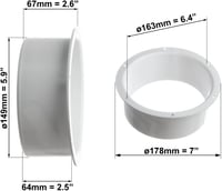 EUROPLAST 150mm Fali Karimás Szellőzőcső Csatlakozó Flange Kerek Cső 2