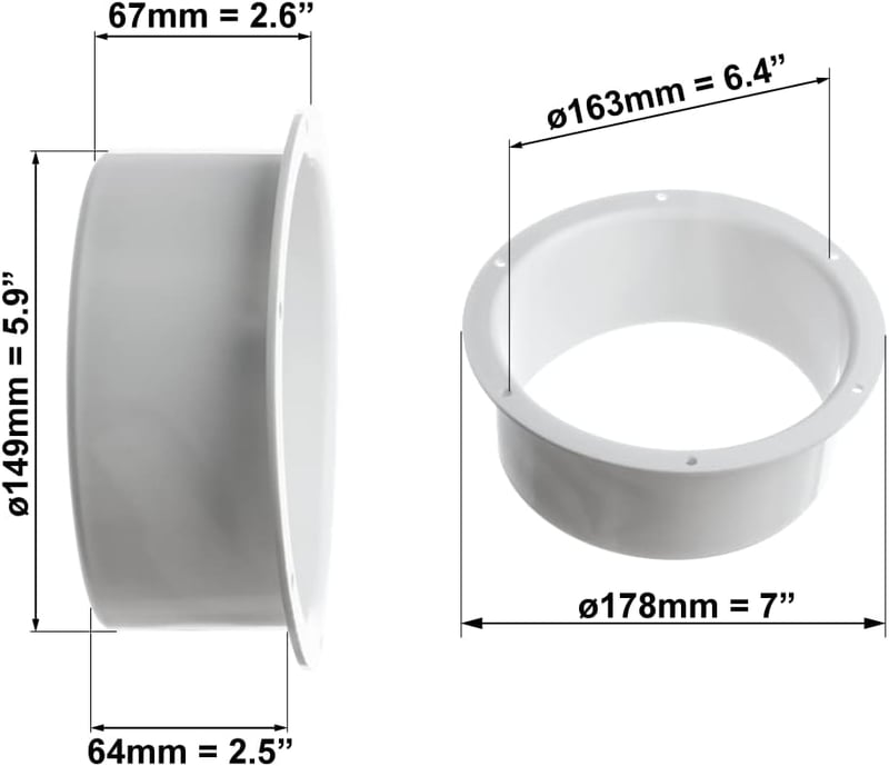 EUROPLAST 150mm Fali Karimás Szellőzőcső Csatlakozó Flange Kerek Cső