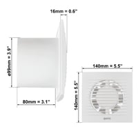 EUROPLAST Kupaonski Ventilator 100mm Promjer Tihi Ventilator Bijeli WC Odvlaživač Zraka Zidni Ispušni Ventilator 2