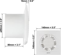 EUROPLAST Fürdőszoba Ventilátor 100mm Átmérő Csendes Szellőztető Fehér WC Páramentesítő Fali Elszívó 2