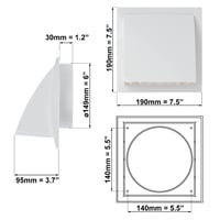 EUROPLAST vanjska ventilacijska rešetka s nepovratnom zaklopkom, bijela - Ø 150 mm 2