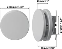 EUROPLAST Szellőzőrács 80mm Fehér Acél Mennyezeti Befúvó Szelep Kerek Tányérszelep Csőcsatlakozással 2