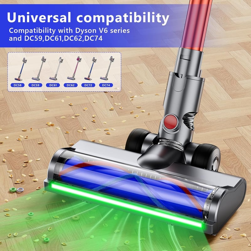EVARY Elektromos Kefe Dyson V6 V7 DC58 DC59 DC61 DC62 DC74 Kompatibilis LED Világítás