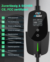 EVDANCE 11 kW hordozható Wallbox Type 2 töltőkábel 7,8m CEE 16A elektromos autóhoz 3