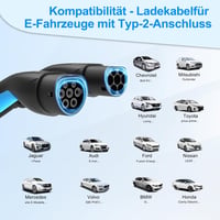 EVDANCE Type 2 Elektromos Autó Töltőkábel, 6m, 11kW, 16A, 3 Fázisú, Hordtáskával, IP65 Vízálló, -30°C-50°C, Gyorstöltés, Wallbox Kompatibili 6