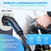 EVDANCE Type 2 Elektromos Autó Töltőkábel, 6m, 11kW, 16A, 3 Fázisú, Hordtáskával, IP65 Vízálló, -30°C-50°C, Gyorstöltés, Wallbox Kompatibili 2
