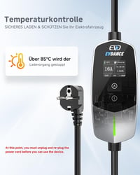 EVDANCE Type 2 Schuko 3.68 kW elektromos autó töltőkábel 6.1m 4