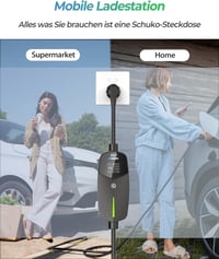EVDANCE Type 2 Schuko elektromos autó töltőkábel 3.68kW 6.1m 16A 5