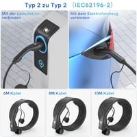 EVDANCE Type 2 Töltőkábel Elektromos Autóhoz 22 kW 32A 10m Háromfázisú EV PHEV Gyorstöltő Kábel Táskával IP65 Vízálló 3