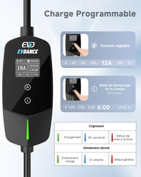 EVDANCE Type 2 Töltőkábel Schuko 3.68kW 6.1m 16A Ezüst 3