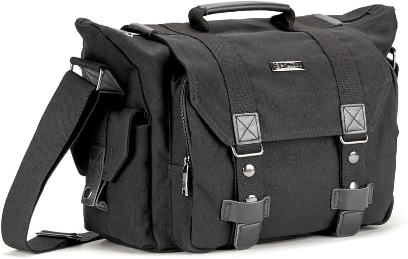 Evecase XL vászon DSLR fotós táska 14" laptoprekesszel és esővédővel - fekete
