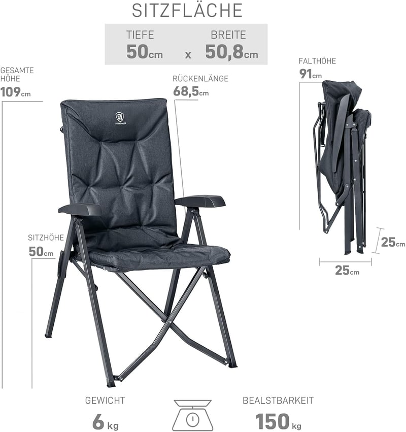EVER ADVANCED Camping szék 150 kg terhelhetőség 4 fokozat háttámla alumínium